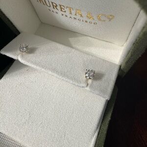 Lab created Diamond Stud Earrings - 1 cttw / Pushback / Yellow Gold